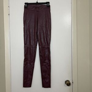 WOLFORD high waist maroon red faux leather leggings size US 6